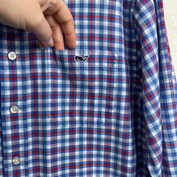 Vineyard‎ Vines Slim Fit Tucker Button Up Shirt Red, White, & Blue Plaid Small - Picture 5 of 14